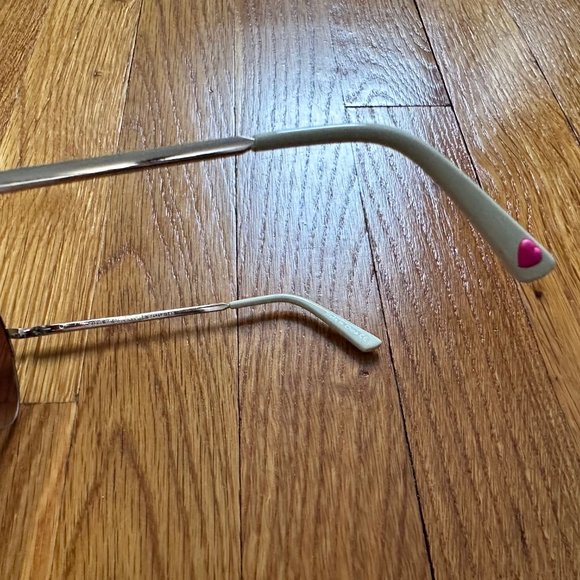 Betsey Johnson Gold and Cream Aviator Sunglasses with Brown Lenses Style BJ23568 - Picture 4 of 5